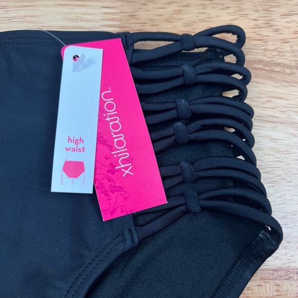 Xhilaration Juniors' High Waisted Black Bikini Bottoms - Size Small - NWT - Picture 3 of 6